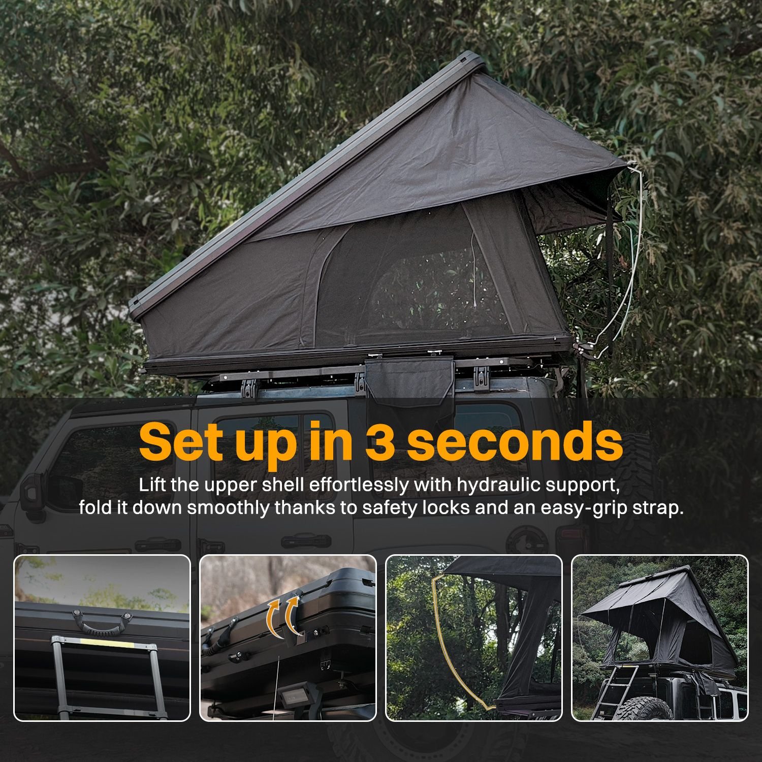 Roof Top Tent Hardshell Rooftop Tent For Van Jeep SUV Truck Car Overland Tent Camping for 2-3 Person( With Ladder) Roof Top Tent Hardshell Rooftop Tent For Van Jeep SUV Truck Car Overland Tent Camping for 2-3 Person( With Ladder)