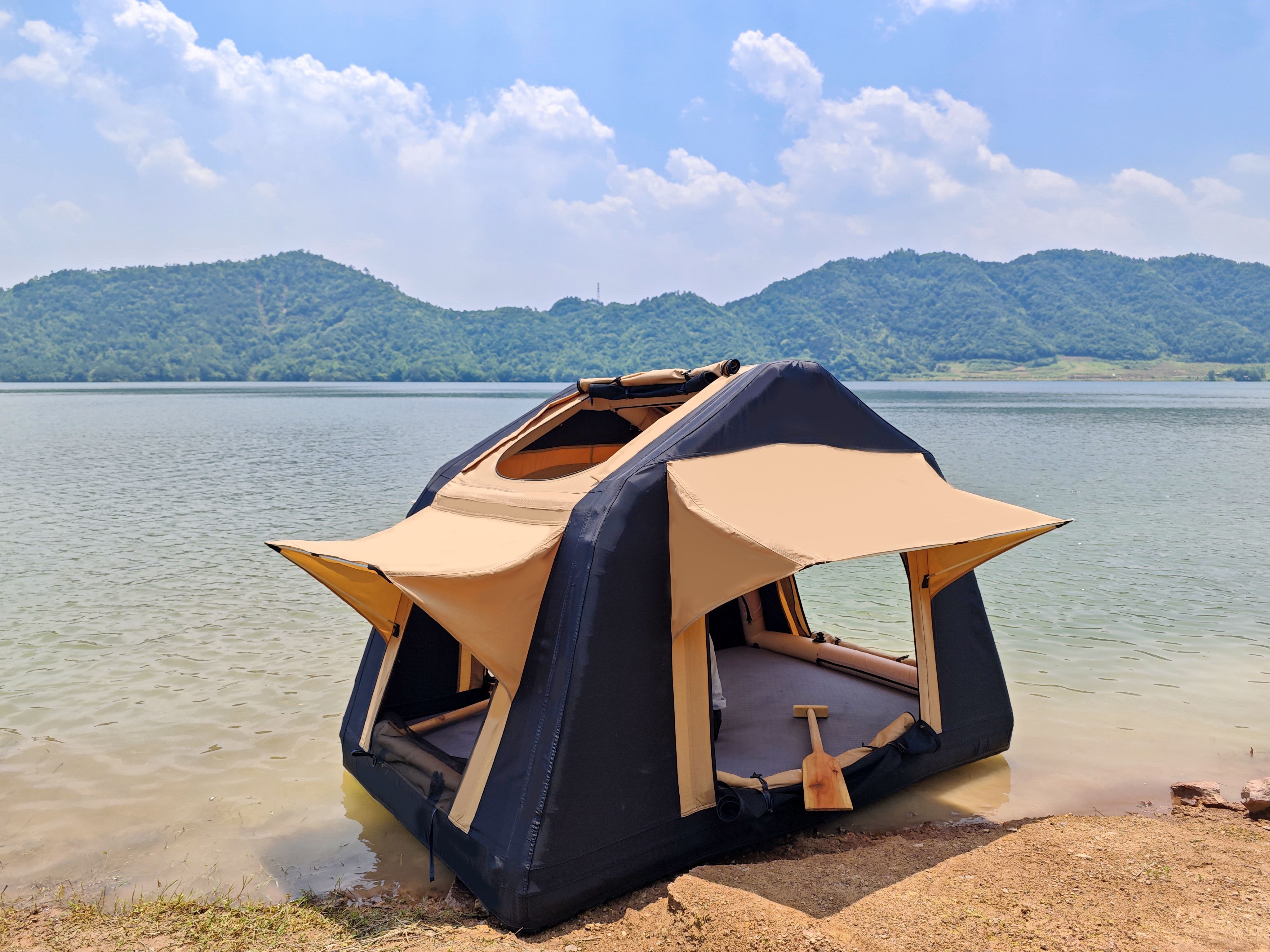 Foldable 2-3 People Amphibious Inflatable Car Roof Top Tent for camping Outdoor Glamping Camping Tent for SUV,Truck( Without Ladder, Two-tone Sty Foldable 2-3 People Amphibious Inflatable Car Roof Top Tent for camping Outdoor Glamping Camping Tent for SUV,Truck( Without Ladder, Two-tone Sty